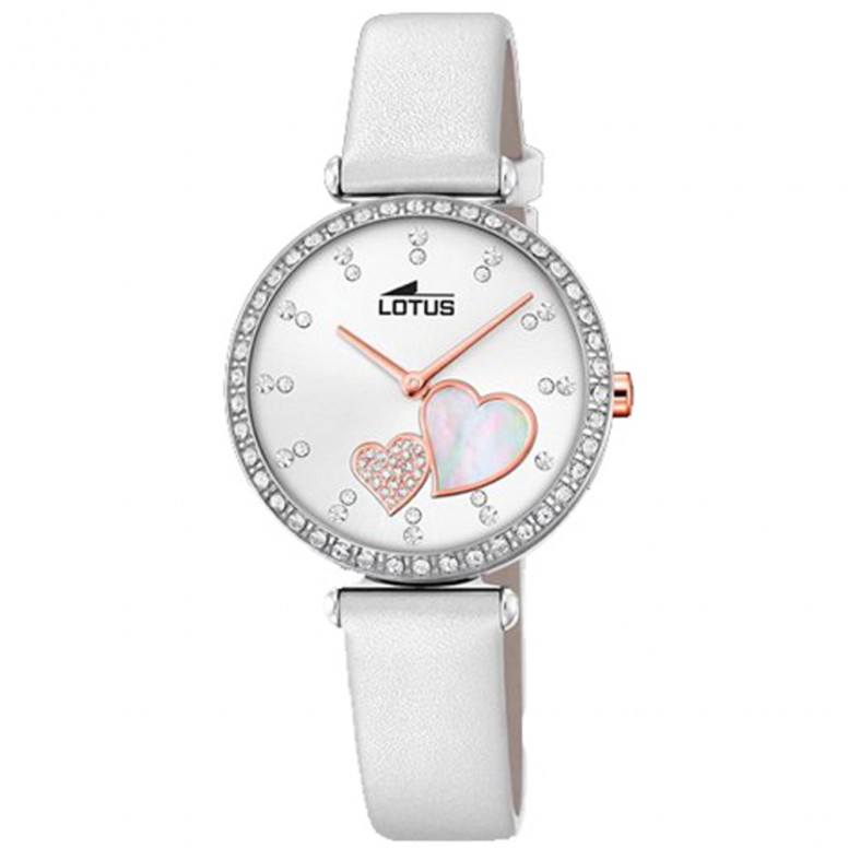 Reloj Lotus para señora con caja acero y correa piel. Esfera transparente